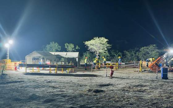 Drill site under lights